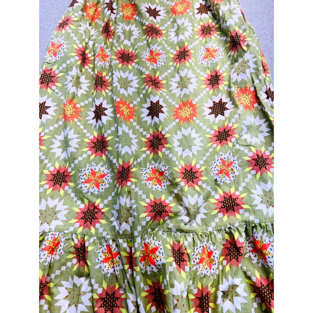 Universal Thread Maxi Dress Women Small Green Patchwork Print Smocked Boho Flowy - Picture 5 of 11